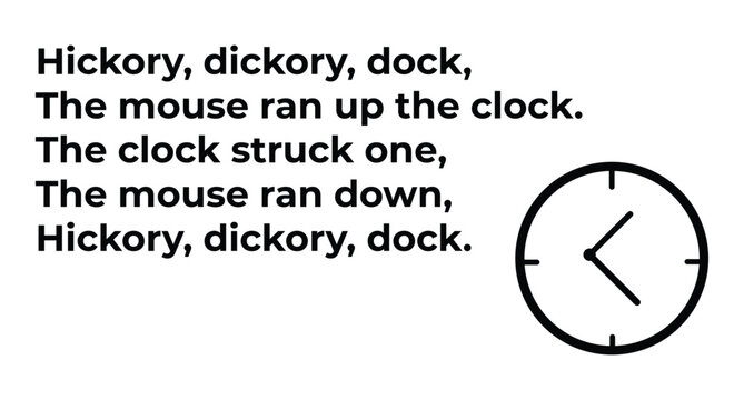 Hickory Dickory Dock Nursery Rhyme Illustration.