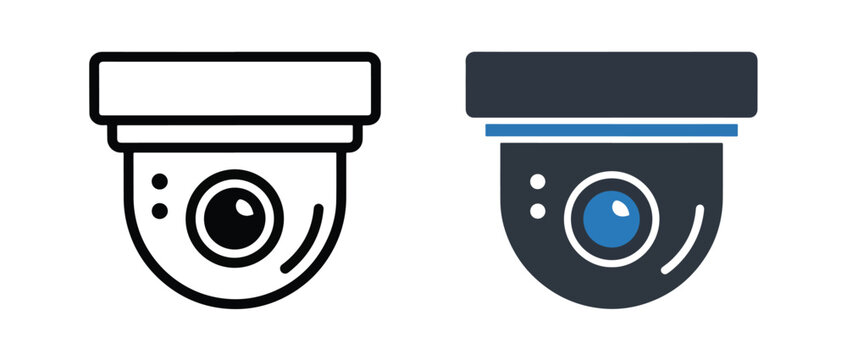Vector security camera icon set illustration - Blue icon set - Modern style icon  - Glyph and solid icon set - Icon vector