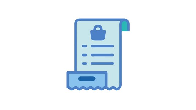 Minimalist illustration of receipt with shopping bag icon
