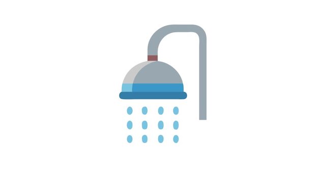 Minimalist Shower Head Illustration with Running Water Drops