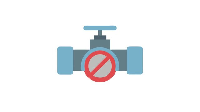 Water pipe with a prohibition sign flat illustration