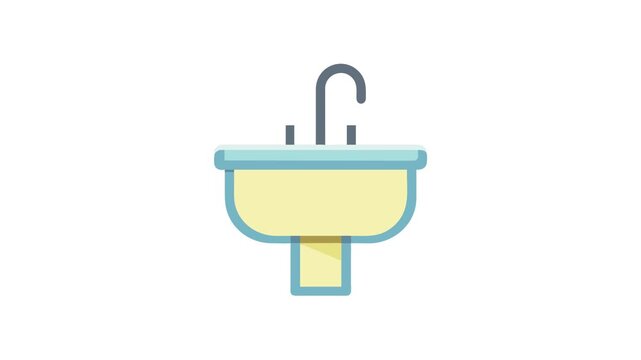 Isolated light yellow bathroom sink with gray faucet vector