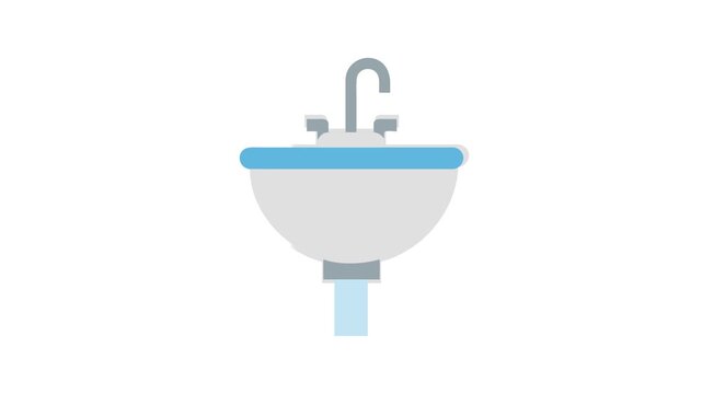 Flat vector illustration of a bathroom sink with faucet
