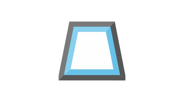 Geometric shape trapezoid with 3D effect floating on White