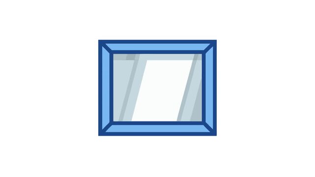 Blue framed mirror illustration on dark background stock image