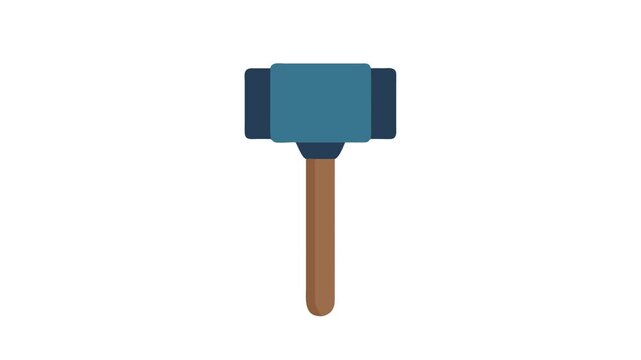Simple blue mallet hammer construction tool icon on White