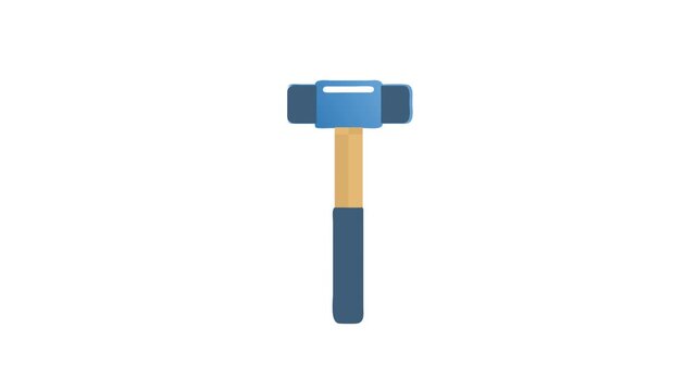 Blue mallet illustration with wooden handle on White backdrop