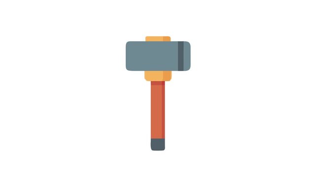 Isolated sledgehammer illustration with grey head and orange handle