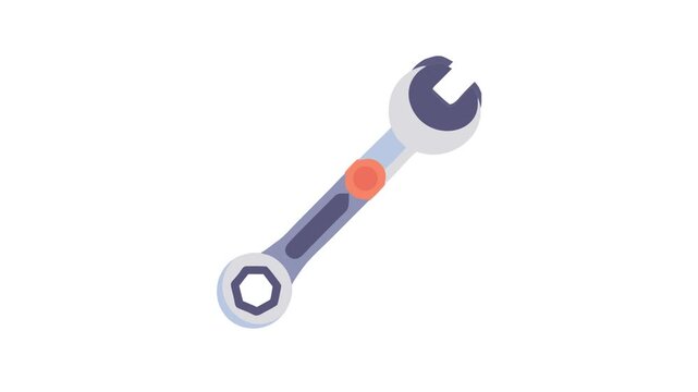 Flat Vector Illustration of an Open-Ended Combination Wrench Tool