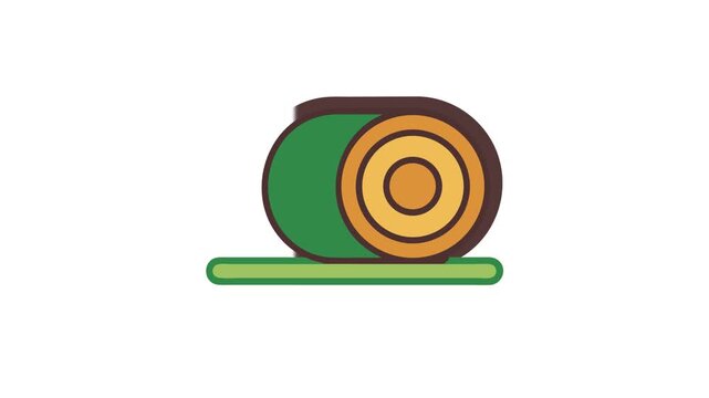 Roll of hay illustration in flat style on White