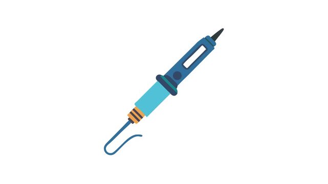 Blue soldering iron graphic against White Background illustration art