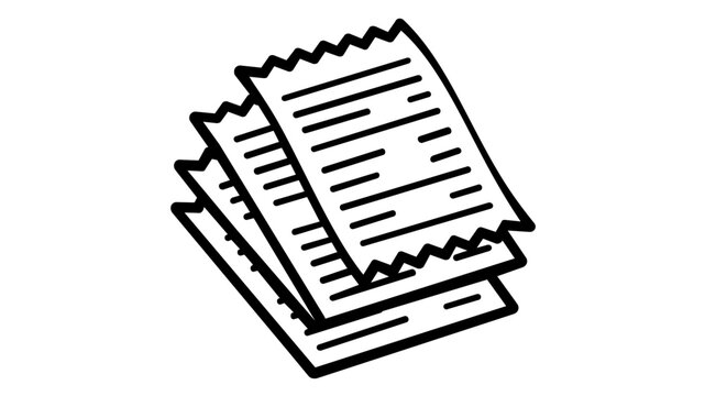 Detailed thermal receipt vector icon with a long list of shopping items, representing commercial transactions, personal finance management, and business expenditure records in a clean style.