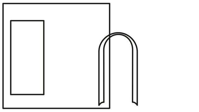 Minimalist vector icon of a digital form document with input fields and a mouse cursor in a clean line art style with an editable stroke, perfect for web interface and application design.