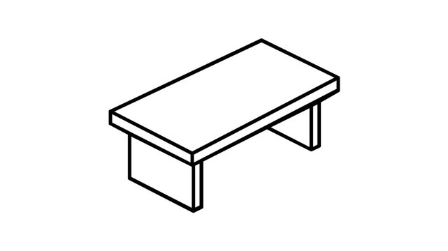Elegant rectangular meeting table vector icon showcasing a long polished mahogany wood surface designed for boardroom discussions and corporate executive conference room furniture illustrations.