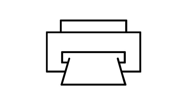Professional office laser printer vector icon with paper output, minimalist illustration of white electronic printing machine for business documentation and paperwork isolated on white background.