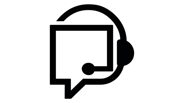 Modern headset with speech bubble vector icon for customer support and help desk services, clean line art style minimalist illustration for professional business communication and web apps.