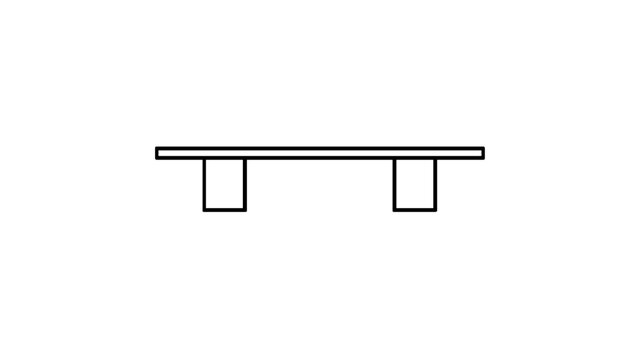 Polished mahogany rectangular meeting table vector illustration featuring a large wooden boardroom desk for executive conferences and corporate collaboration furniture design elements.