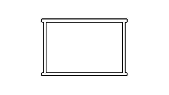 Scrollable wall-hung projection panel with bold black border for crisp corporate slideshow delivery and educational media display &mdash; streamlined flat vector icon suited for training and conference use