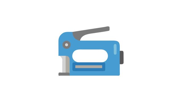 Blue and gray staple gun flat icon vector illustration