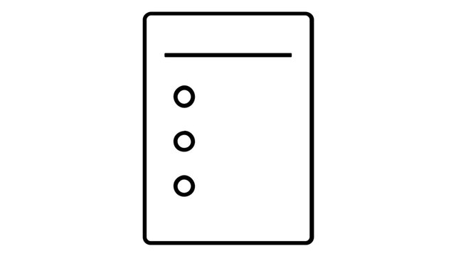 High-quality vector icon of a printed agenda sheet featuring bulleted points, representing organized meeting structures and efficient task management for professional data reports and planning.