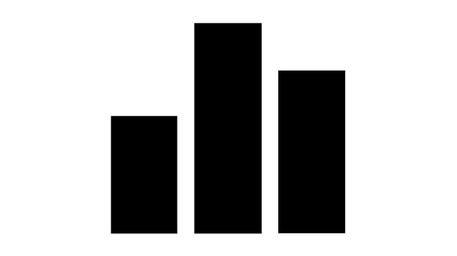 Minimalist three column bar graph illustration for data visualization and progress tracking in business presentations and strategic reports as a scalable vector icon with professional styling.