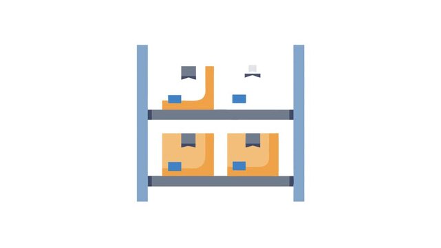 Warehouse shelf with cardboard boxes vector flat illustration