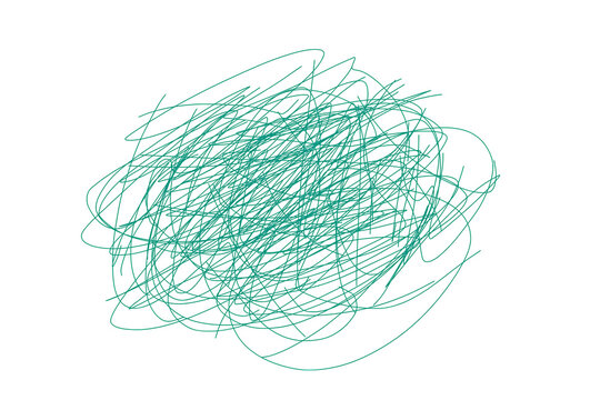 Messy teal hand drawn pencil doodle sketch isolated on white surface.