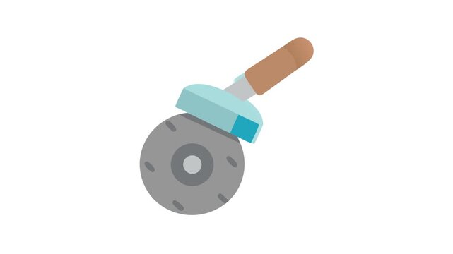Minimalist flat style pizza cutter illustration on White Background