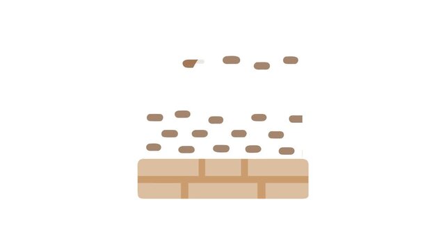Layered Earth and Brick Foundation in Flat Vector Style