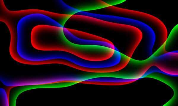 Abstract futuristic background with blurry glowing wave and neon lines. Spiritual energy concept, digital fantastic wallpaper.