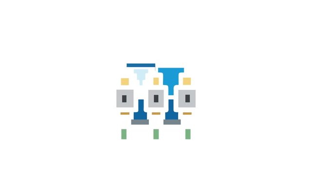 Flat illustration of electronic server panel with multiple ports