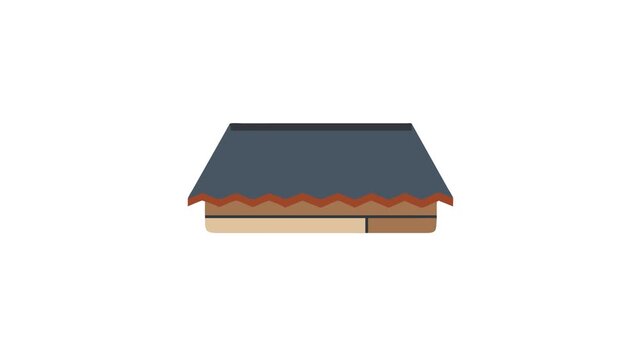 Flat design illustration of a stylized traditional Japanese house