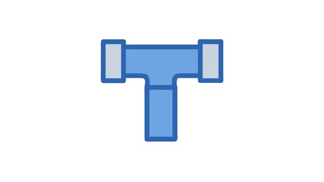 Blue pipe fitting illustration on a solid White Background