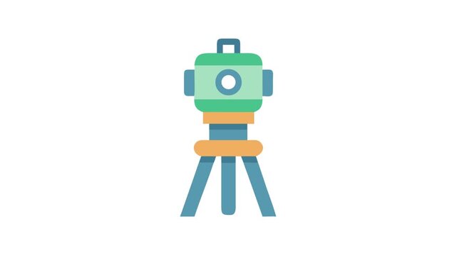 Surveying tool on tripod flat vector illustration with colors