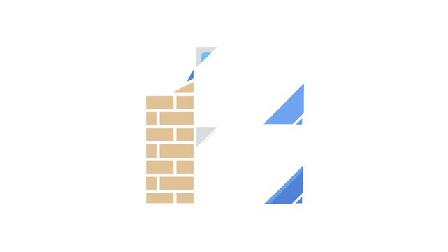 Brick wall and insulation panel icon flat illustration style