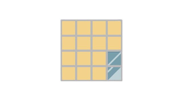 Simple grid filled with tan squares and grey bars