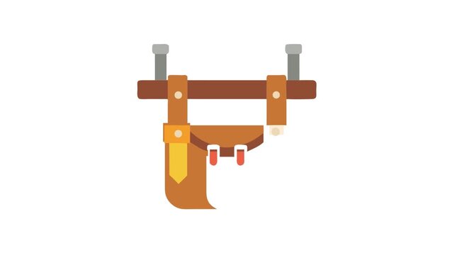 Stylized leather tool belt icon on a White Background