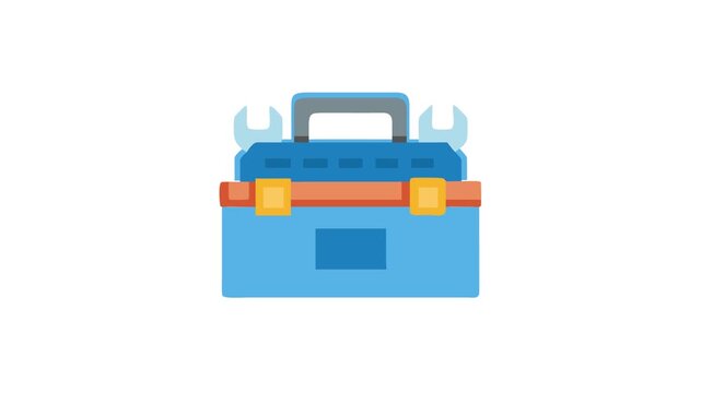 Simplified toolbox illustration with wrenches in blue tones flat