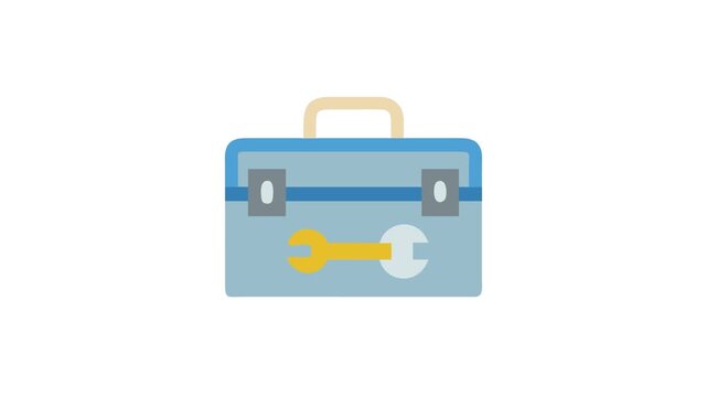 Toolbox with wrench in flat design on White Background