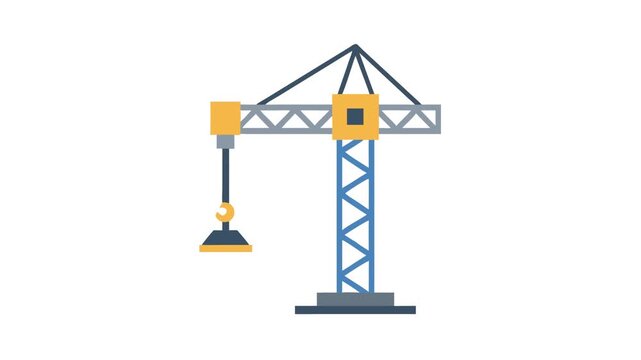 Construction crane vector illustration on White backdrop, flat design