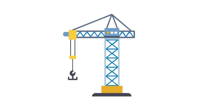 Flat design vector illustration of a construction crane isolated