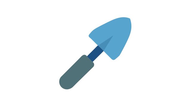 Flat design blue trowel on solid White Background illustration