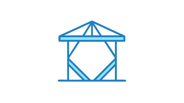 Blue truss structure illustration against White Background stock image