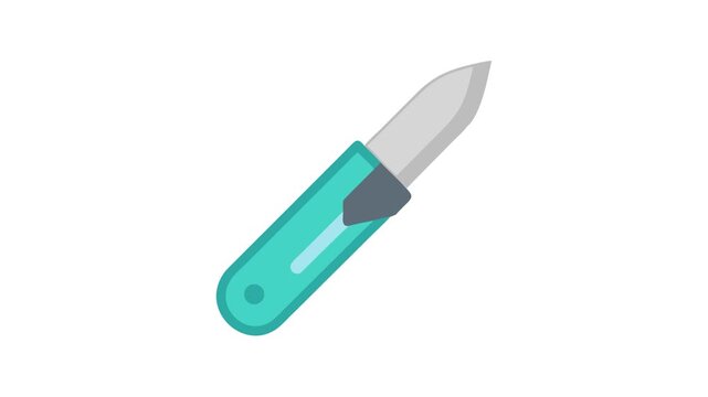 Stylized flat icon of craft knife against White Background