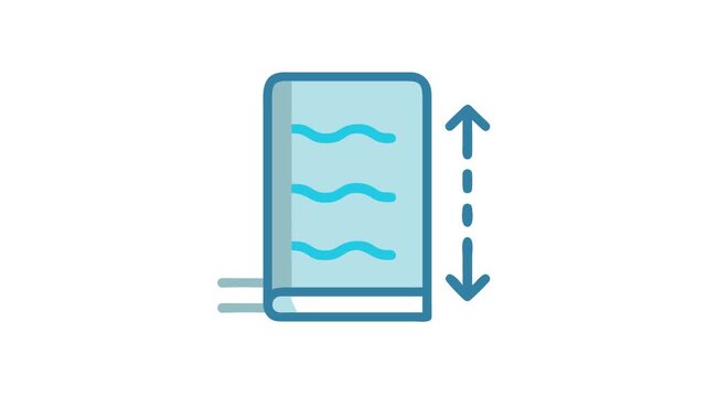 Stylized book icon with height adjustment arrows illustration