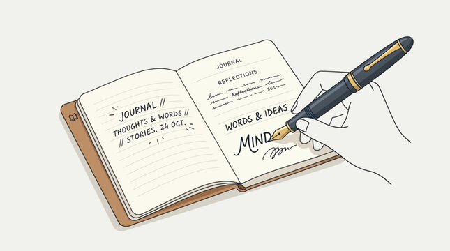 Journal Hand Writing Mind Ideas Business Thoughts and Writing in a Notebook