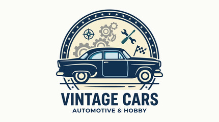 Fototapeta premium Vintage Cars Automotive Hobby Logo for Classic Car Clubs and Restoration Services