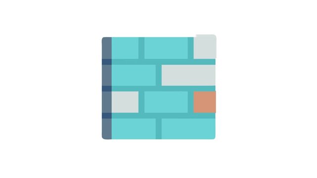 Stylized brick wall illustration in blue, gray and orange
