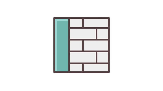 Stylized illustration of a brick wall with aqua column