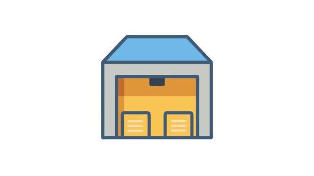 Flat design warehouse icon with packed boxes illustration